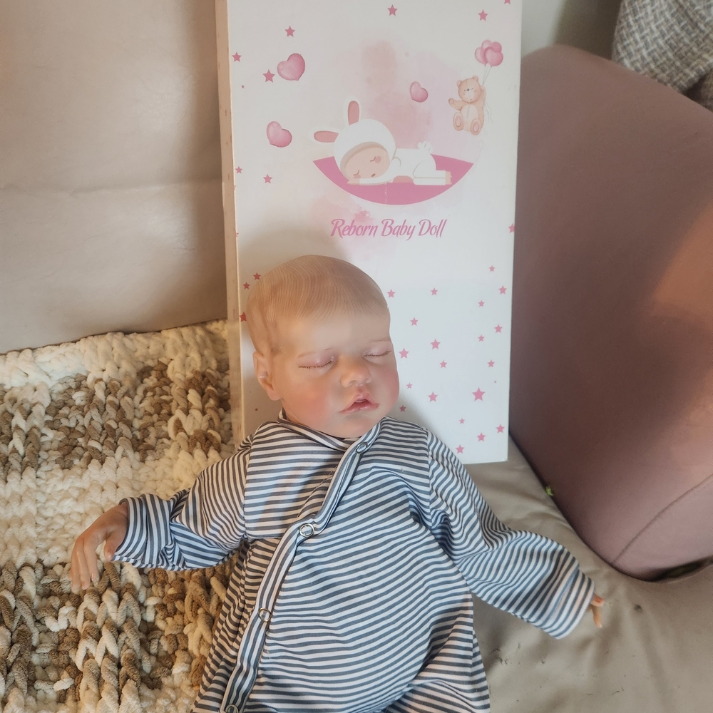 Reborn Baby Doll with Striped Outfit